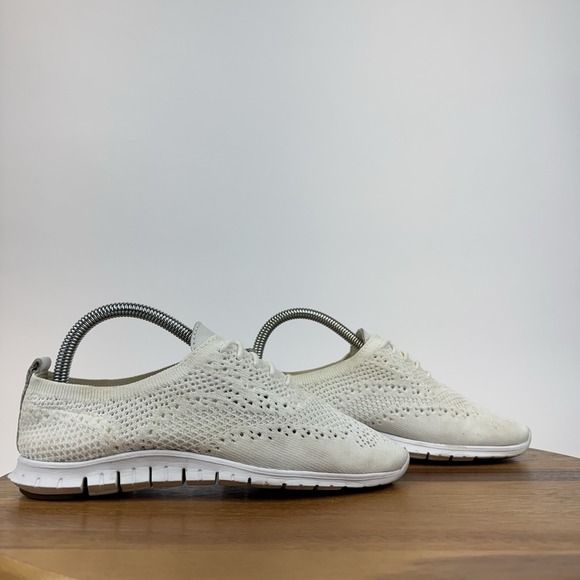 Womens Cole Haan Zerogrand White Stitchlite Knit Wingtip Oxfords Shoes Size 6.5 - Picture 1 of 8